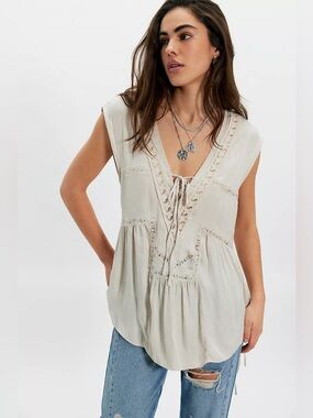1223. FREE PEOPLE Penelope Tunic in Tea Sz XS NWT $148